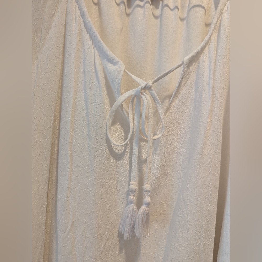 Show Me Your Mumu White Juana Tassel Tunic Top Cover Up Size Small *Note Re Spot - Picture 5 of 13